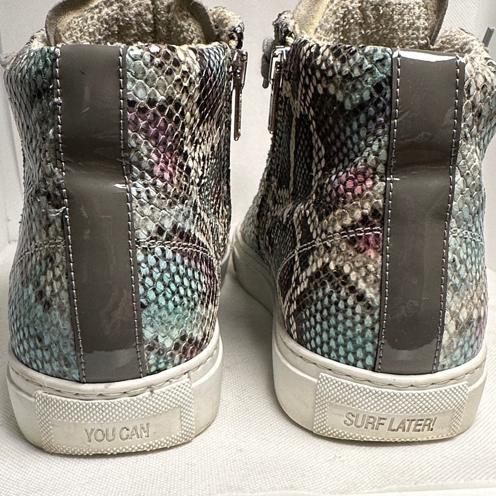 P448 Star Snakeskin Embossed & Grey Suede Hidden Heel High Top Sneaker Sz EU 38 - Picture 13 of 16